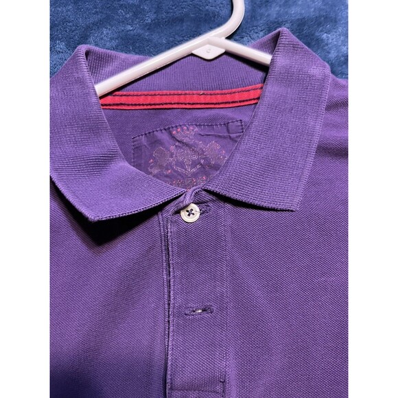 EXPRESS Mens Yellow And Purple Pique Polo Shirt - Size Large - Picture 3 of 4